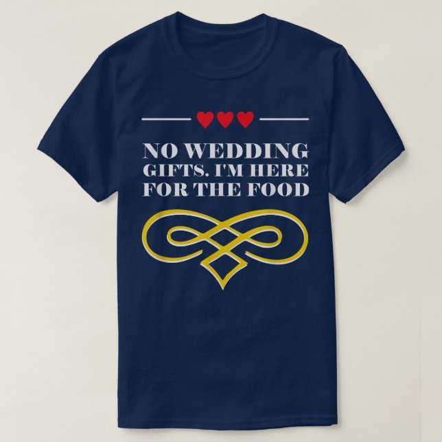 Camiseta Aqui para a Comida de Noiva Convidada e o Groom Vi (Frente do Design)