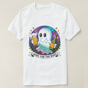 Camiseta Aqui para o Boos Beer Ghost-Dia de as Bruxas engra