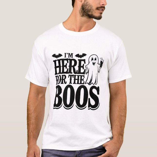 Camiseta Aqui para o Boos Halloween (Frente)
