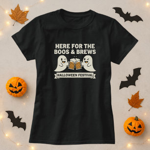 Camiseta Aqui para o Festival de Halloween do Boos & Brews