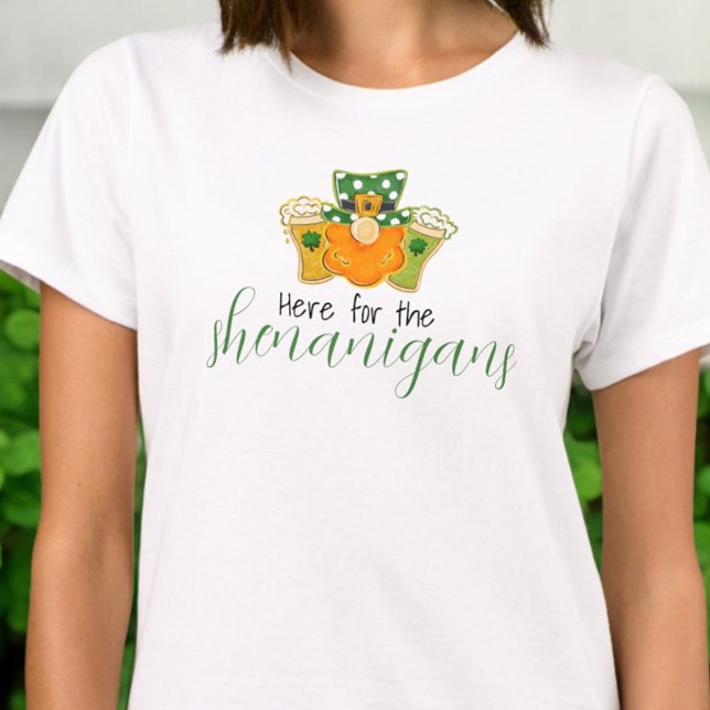 Camiseta Aqui para o Shenanigans St Patricks Leprechaun (Criador carregado)