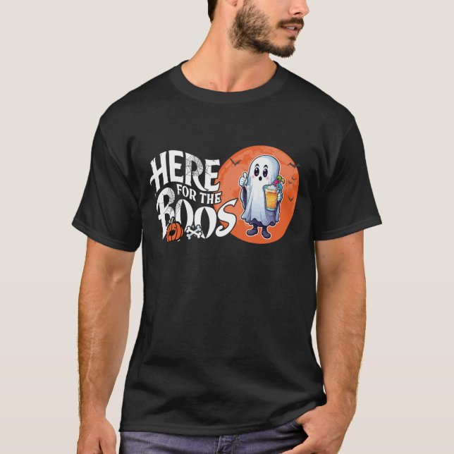 Camiseta Aqui para os Boos | Beba e coloque seu Spook em ci (Frente)