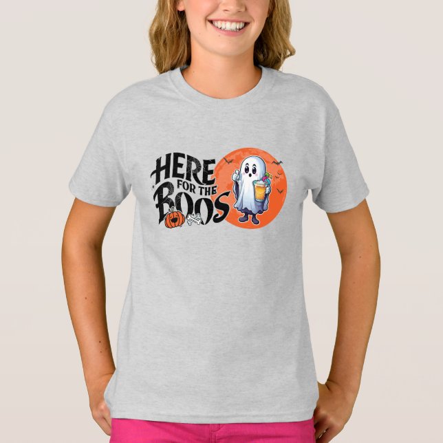 Camiseta Aqui para os Boos | Beba e coloque seu Spook em ci (Frente)