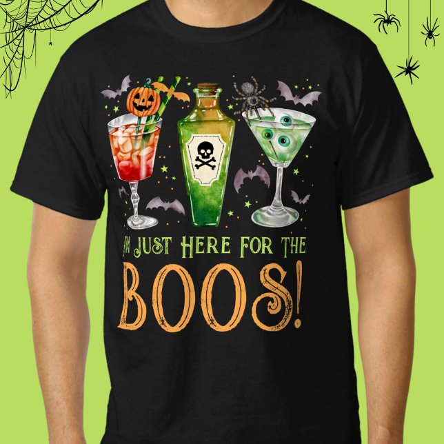 Camiseta Aqui para os coquetéis do Boos Halloween (Here for the Boos Halloween Cocktails T-Shirt)