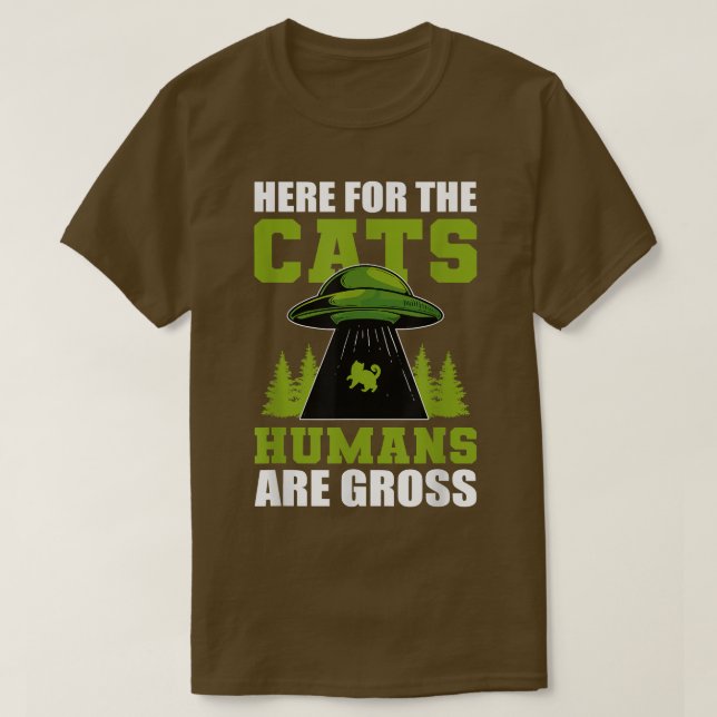 Camiseta Aqui Para Os Gatos Os Humanos São Namorada De Gato (Frente do Design)