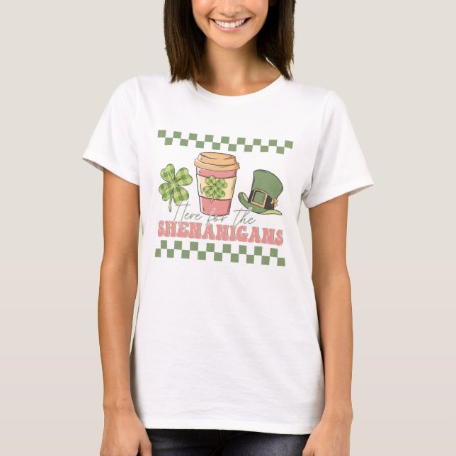 Camiseta Aqui Para Os Shenanigans - Café De Véu (Frente)