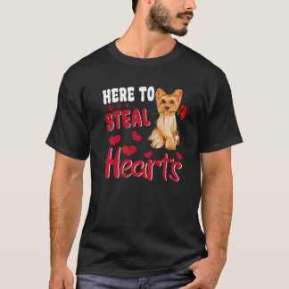 Camiseta Aqui Para Roubar Heart Yorkshire Terrier Dog Valen