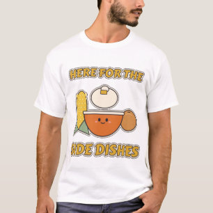Camiseta Aqui pelos Pratos Laterais Dia de Ação de Graças E