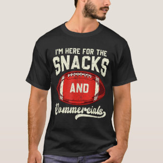 Camiseta Aqui pelos snacks e comerciais homens de futebol