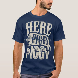 Camiseta Aqui Piggy Boar Caçando Vintage Pig Hun