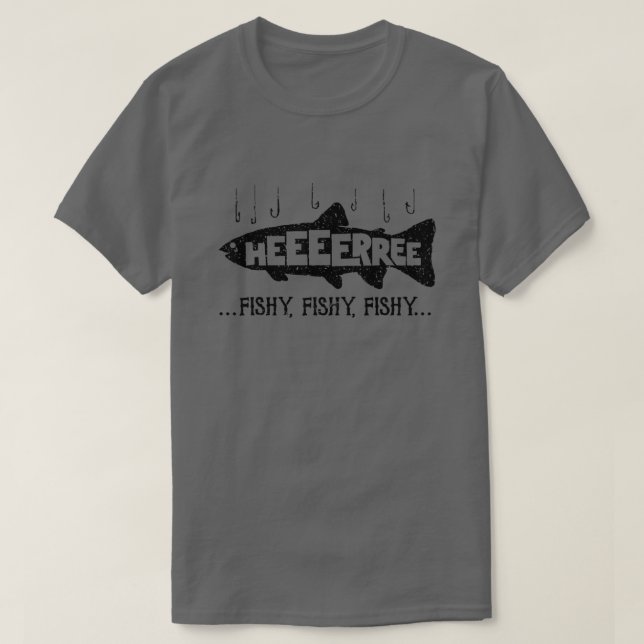 Camiseta Aqui Pistas De Pesca De Peixes Engraçados (Frente do Design)