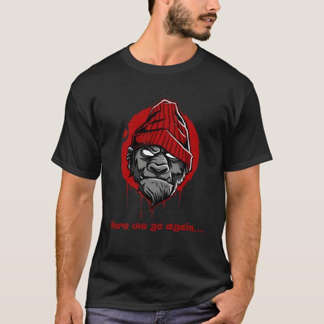 Camiseta Aqui Vamos Nós Novamente O Suor De Sangue Macaco (Frente)