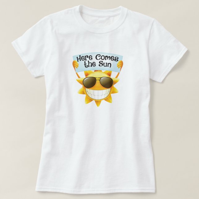 Camiseta Aqui vem a camisa-do-sol (Frente do Design)
