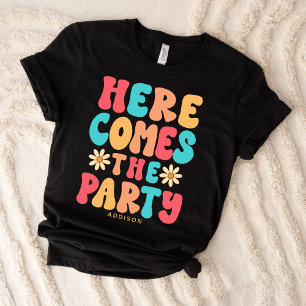 Camiseta Aqui Vem a Festa Retro Personalizada
