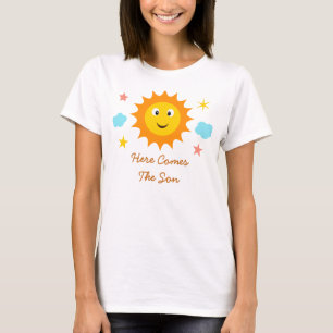 Camiseta Aqui Vem O Filho Sorrindo Chá de fraldas De Sol