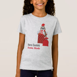 Camiseta Aqui vem o Preguiça Papai Noel na Chaminé com Pres