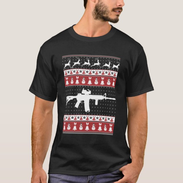 Camiseta Ar15 Ugly Sweater Xmas para o Natal (Frente)