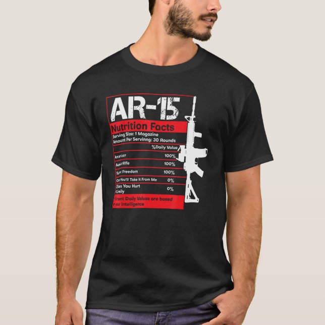 Camiseta AR-15 Fatos Nutricionais Gun Rifle Gun Funny Gun C (Frente)