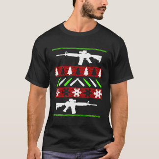 Camiseta Ar-15 Rifle Ugly Christmas Sweater - Funny Gun Lon