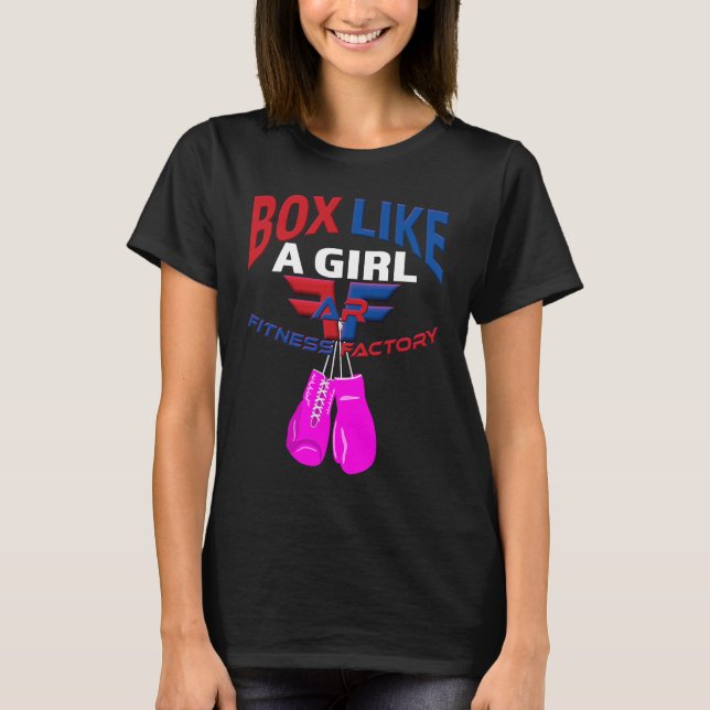 Camiseta AR Fitness Factory Box Like A Girl Pink Gloves (Frente)
