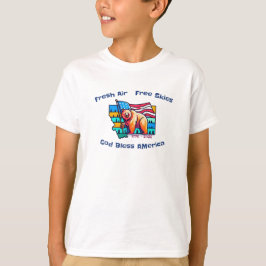 Camiseta  Ar Fresco Céus Livres Deus Abençoe a América Mont