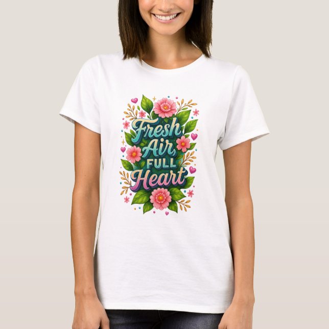 Camiseta Ar fresco, coração de Cheio" (Frente)