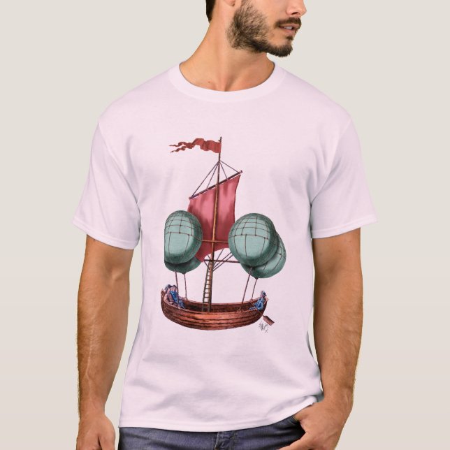 Camiseta Ar quente com balão de ar quente com vela vermelha (Frente)