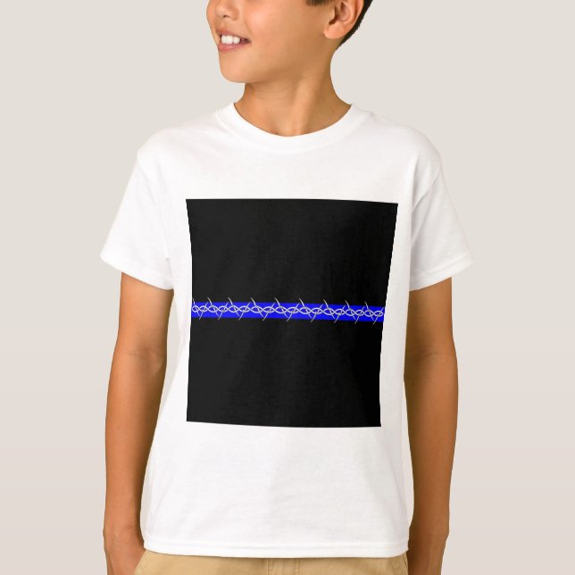 Camiseta Arame farpado Blue Line das correções (Frente)