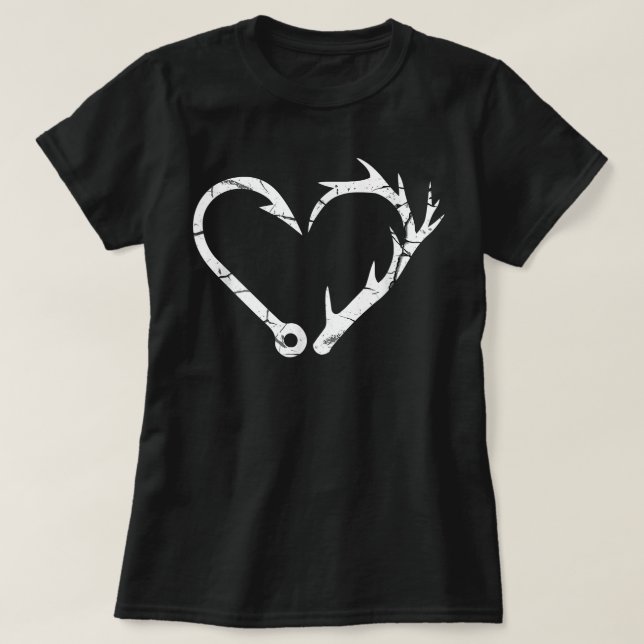 Camiseta Aranão de Pesca Cardíaco Antler Caça Veado (Frente do Design)