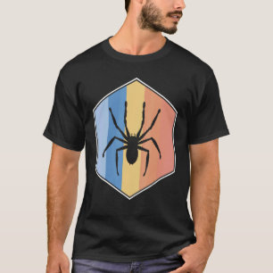 Camiseta Aranha Com Cores Retroativas Num Hexágono