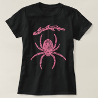 Aranha Cor-De-Rosa Que Prende Da Camisa-T De Ramif
