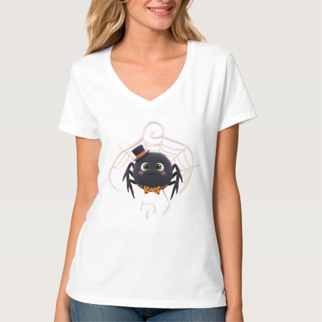 Camiseta Aranha de Cartoon Bonita com Chapéu Superior (Frente)