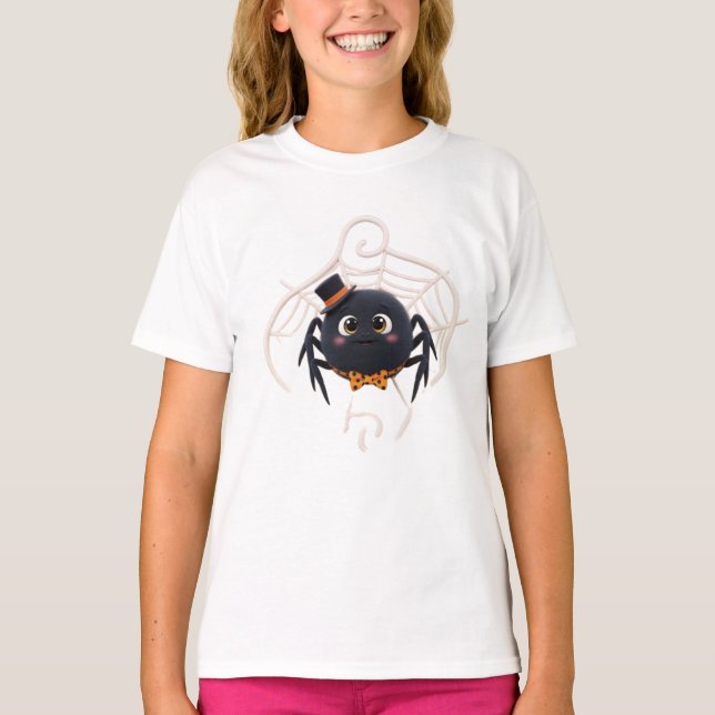 Camiseta Aranha de Cartoon Bonita com Chapéu Superior (Frente)
