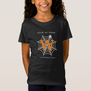 Camiseta Aranha de Halloween Teia de Aranha Monograma de Tr