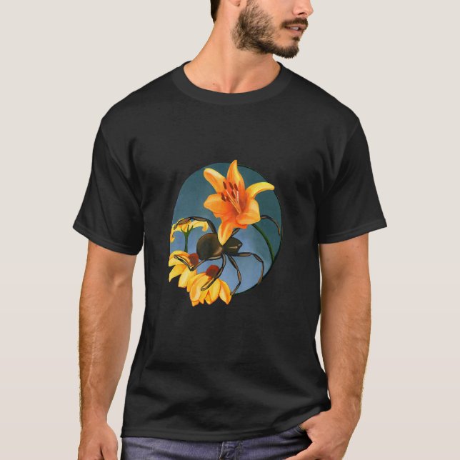 Camiseta Aranha E Flores Bloomos Aracnídeos Web Seda Insec (Frente)