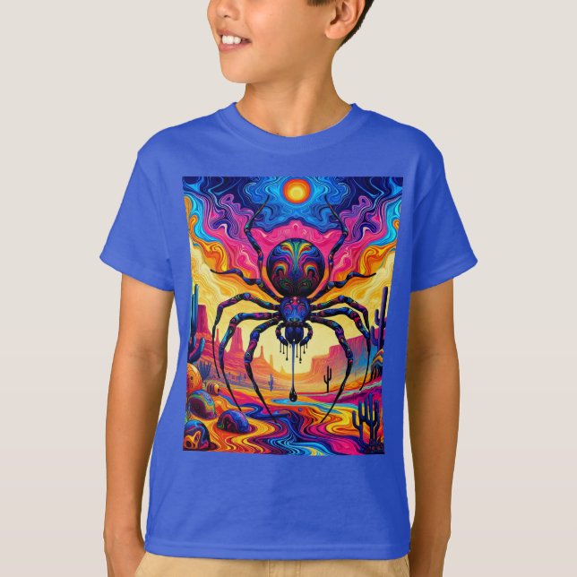 Camiseta Aranha gigante em um deserto surreal (Frente)