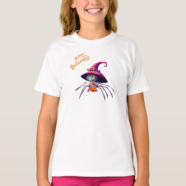 Camiseta Aranha/Halloween/queda/abóbora (Frente)