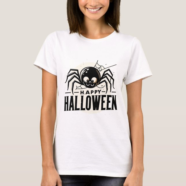 Camiseta Aranha Spooky e Feliz Halloween (Frente)
