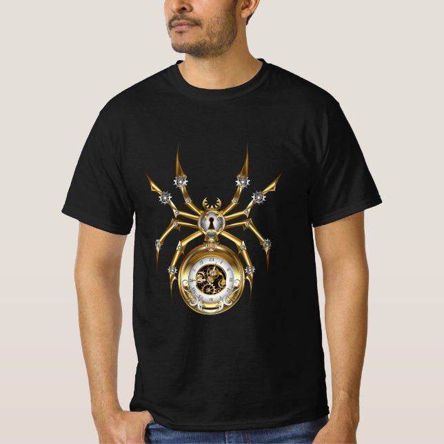 Camiseta Aranha Steampunk no fundo roxo (Frente)