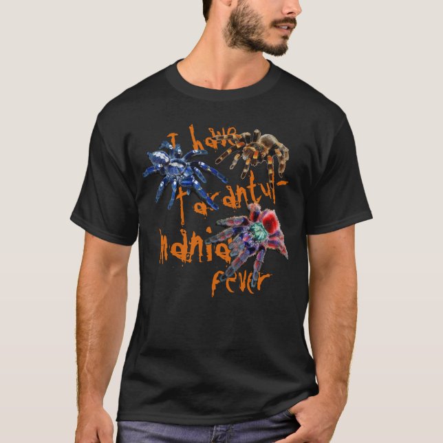 Camiseta Aranha-tarântula azul/vermelha/laranja/preta-tarân (Frente)