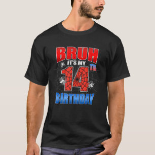 Camiseta Aranha Web 14 anos Bruh É o meu aniversário 14