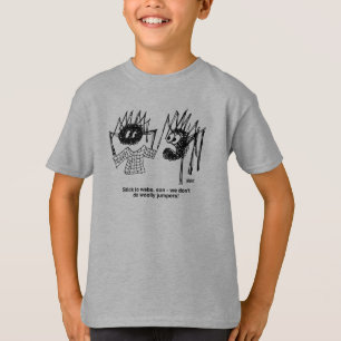 Camiseta Aranhas engraçadas e aranhas tecendo desenhos na W