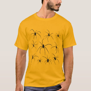 Camiseta Aranhas Pretas no Halloween Laranja