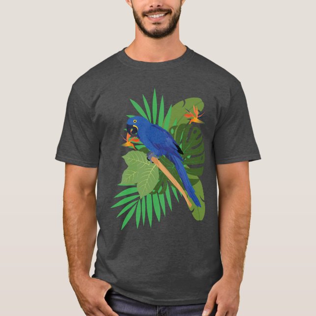 Camiseta Arara-azul com folhas (Frente)