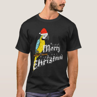 Camiseta arara azul e dourada papagaio de Natal azul e y
