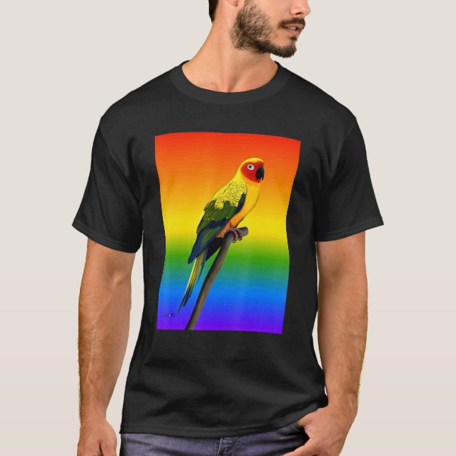 Camiseta Arara Conure Arco-íris Passarinho Observador de Av (Frente)