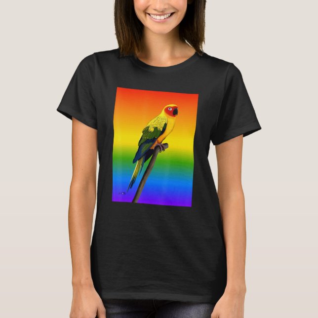 Camiseta Arara Conure Arco-íris Passarinho Observador de Av (Frente)