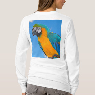 Camiseta Arara-macau azul e amarela