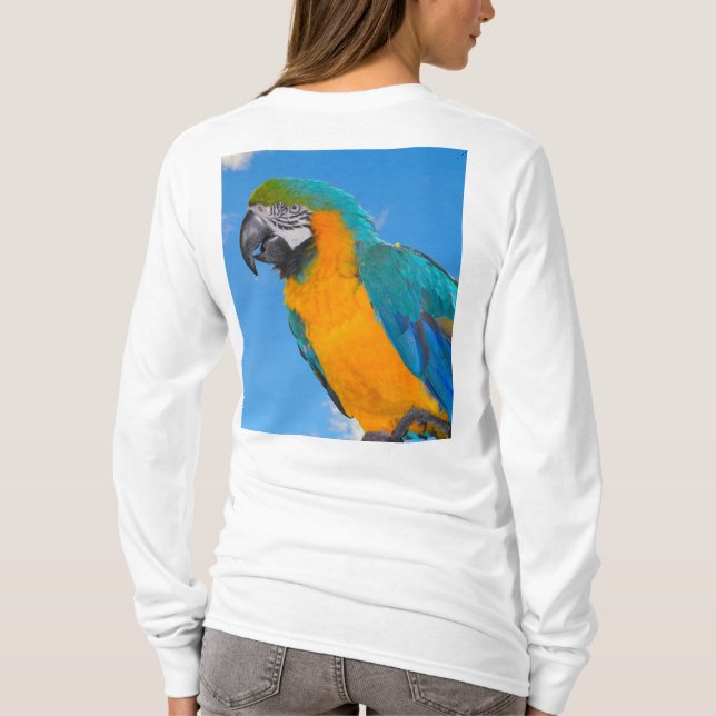 Camiseta Arara-macau azul e amarela (Verso)