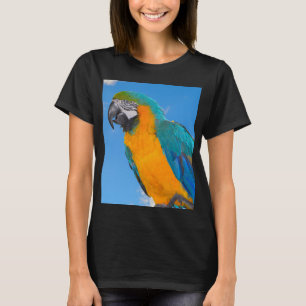 Camiseta Arara-macau azul e amarela